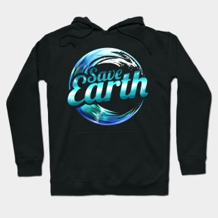 Logo Save Earth With Ocean Wave For Earth Day Hoodie